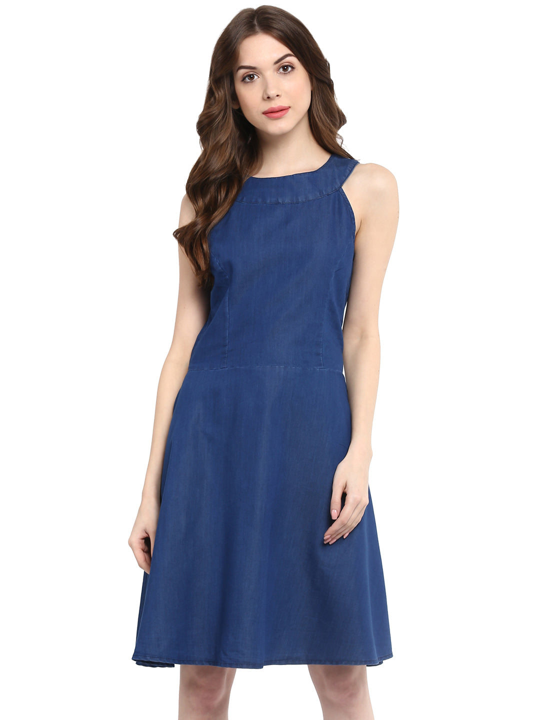 Women's Round Neck Denim Dress
