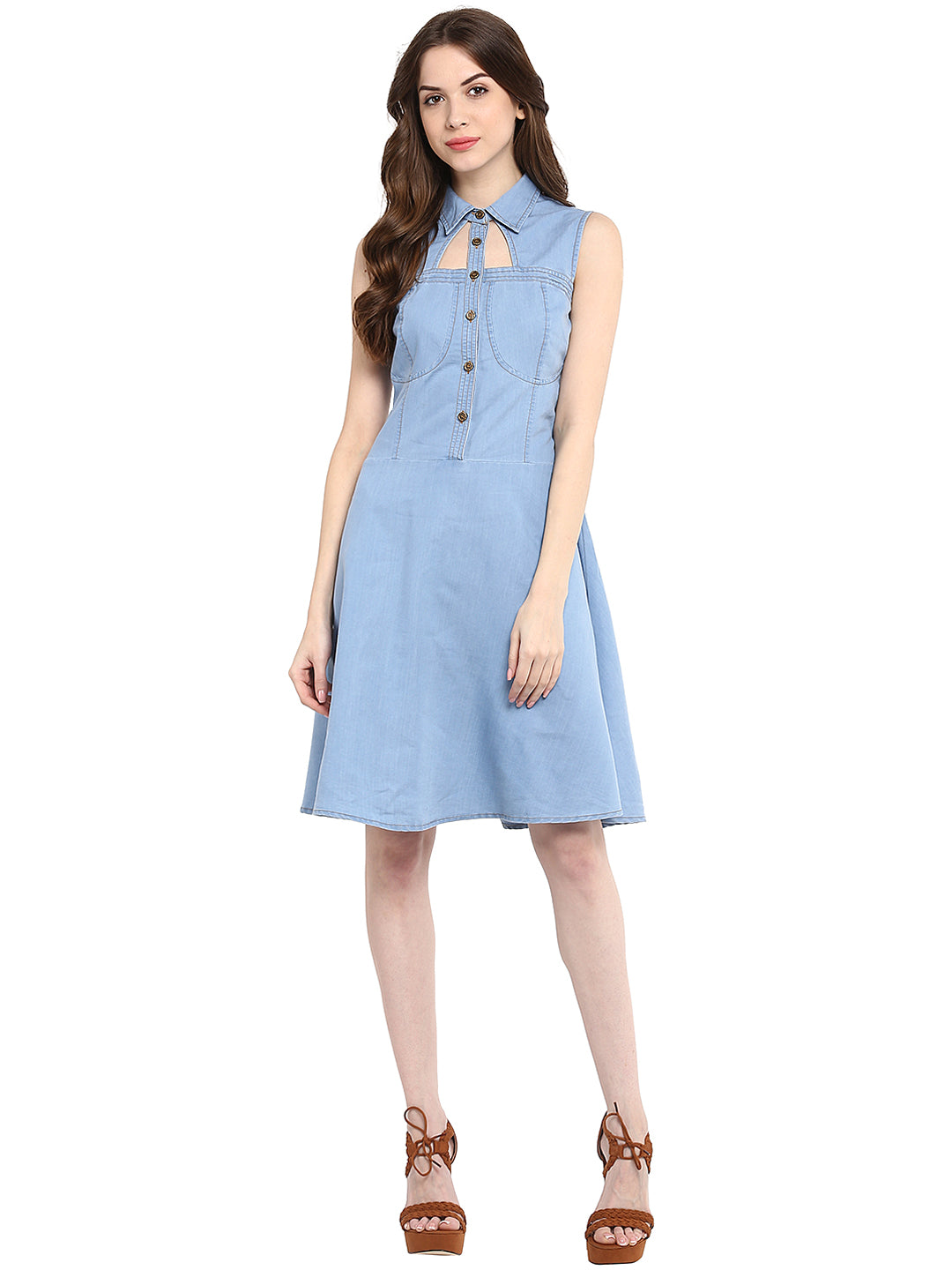 white christmas dresses StyleStone Women's Denim Dress with Belt detail main image 1