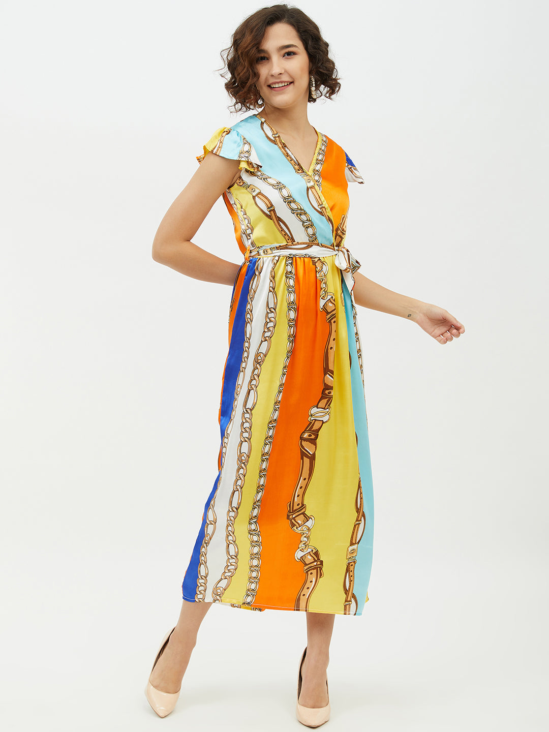 chinese dress ladies Women's Satin Chain Print Long Dress