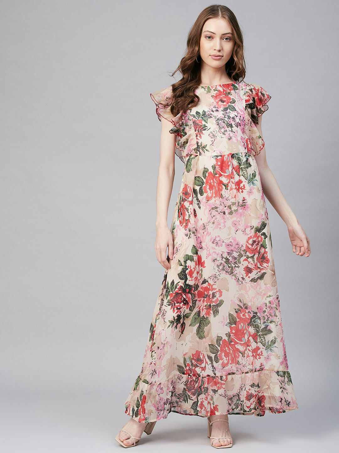 sachin and babi light blue dress Vintage Pink Floral Bridesmaid Dress Chiffon Size 2X main image 1