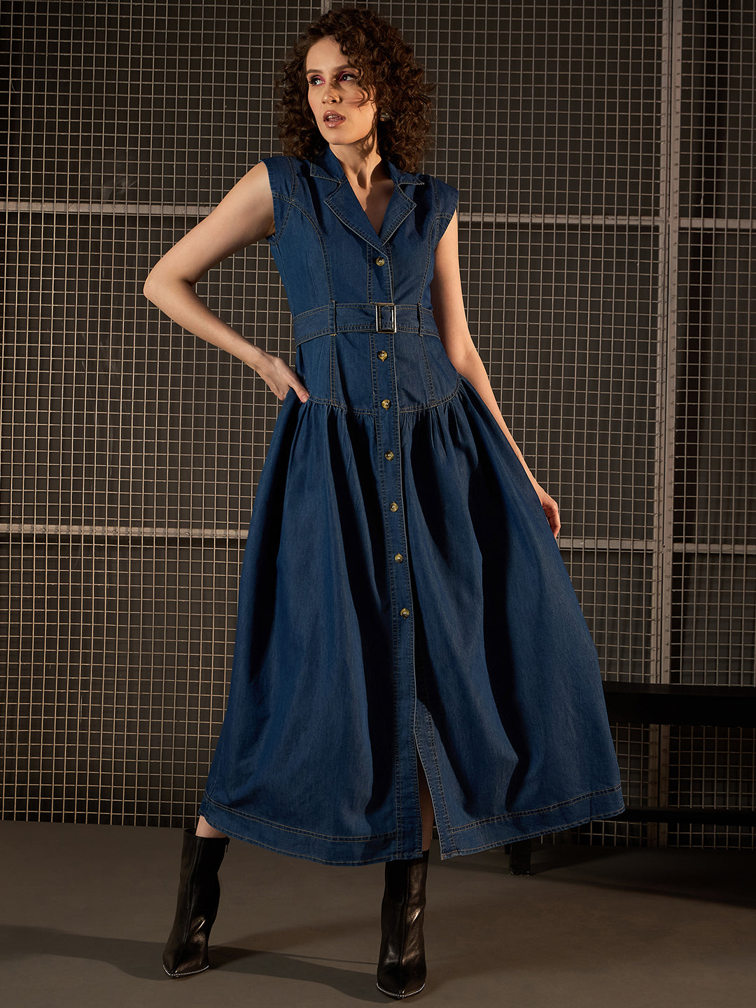 chinese dress ladies Denim Love Dress, Blue – Chic Soul main image 1