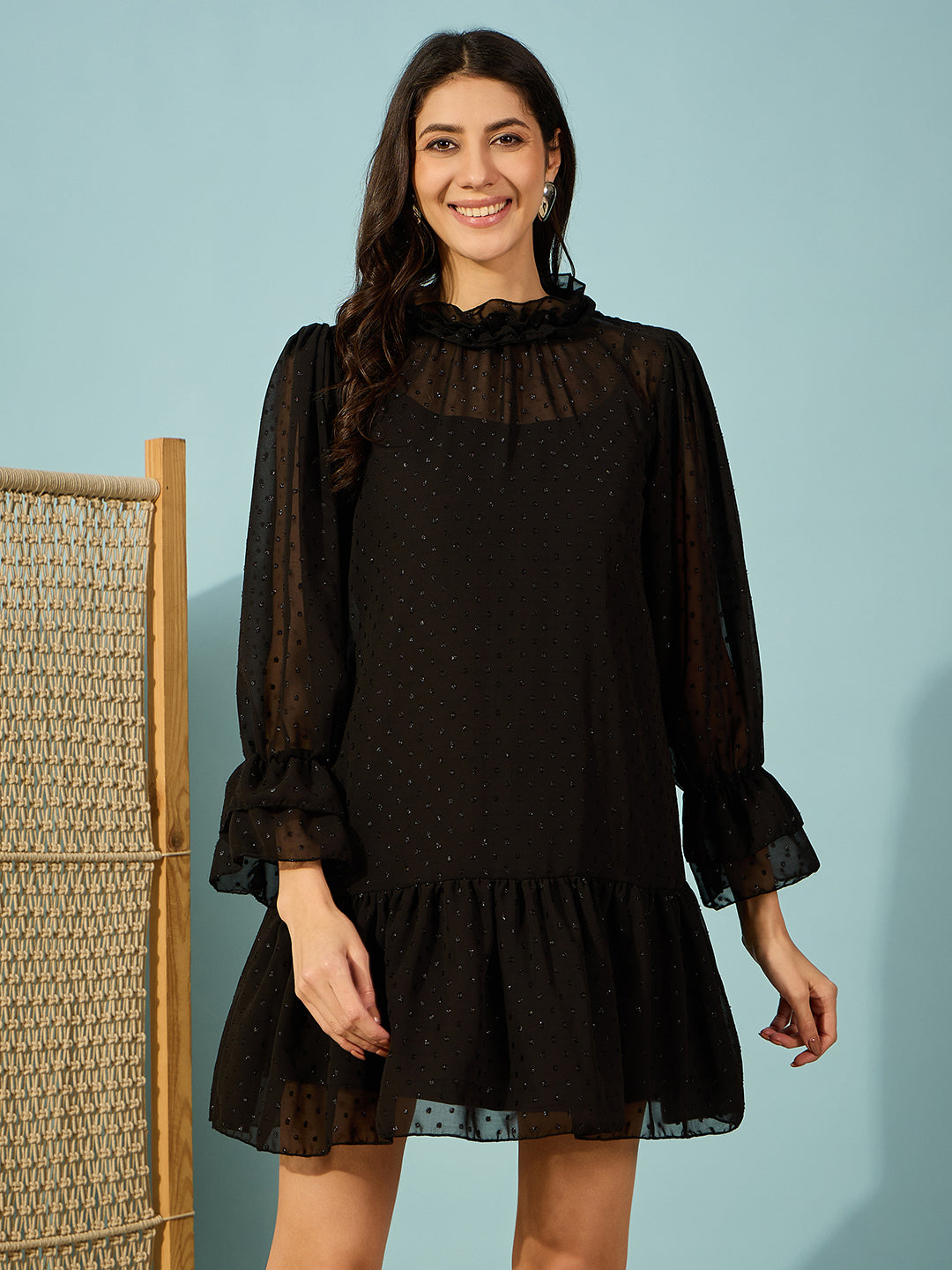 knee length dresses for ladies Long Sleeve Formal Chiffon Dress