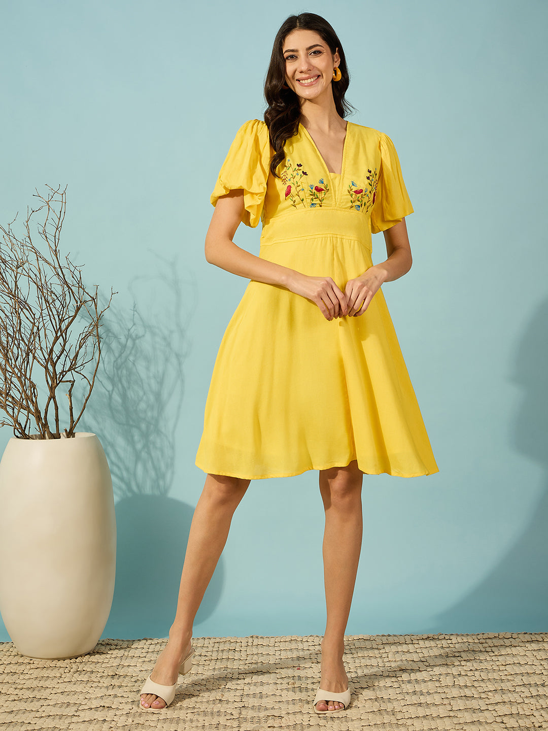 Women's Blue Linen Embellished/Sequined Dress - The Kaftan Company Blackbeads Women's Blue Linen Embellished/Sequined Dress - The Kaftan Company Blackbeads