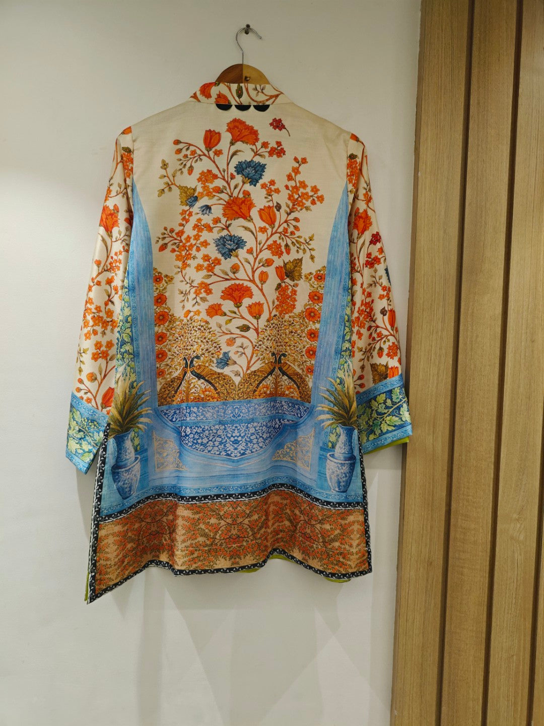 Women's Multi color Printed Cotton Net Kurti with Silk Salwar & Chiffon Dupatta