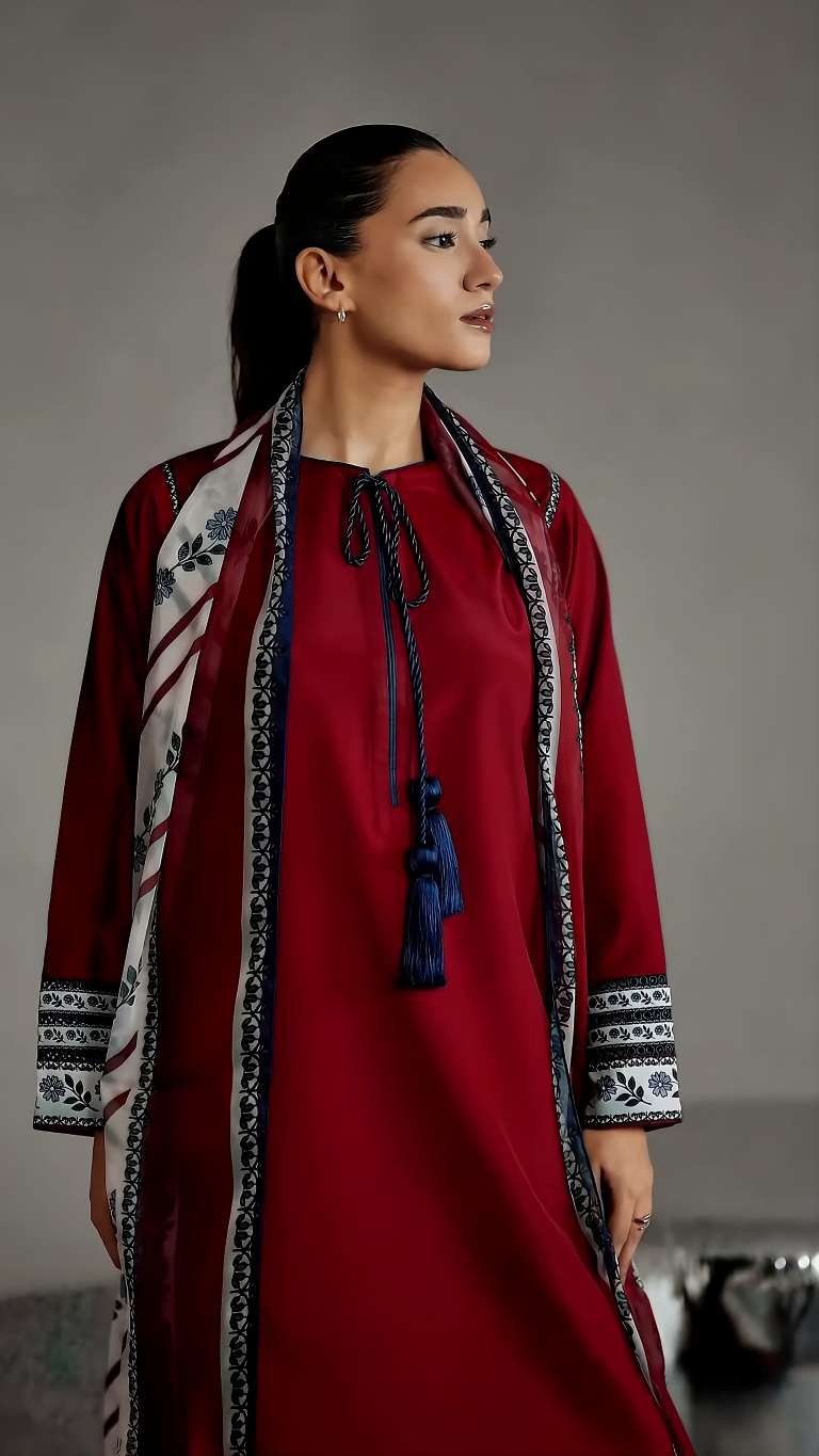 Women's Maroon Premium Soft Crepe Lace Work Kurta Set