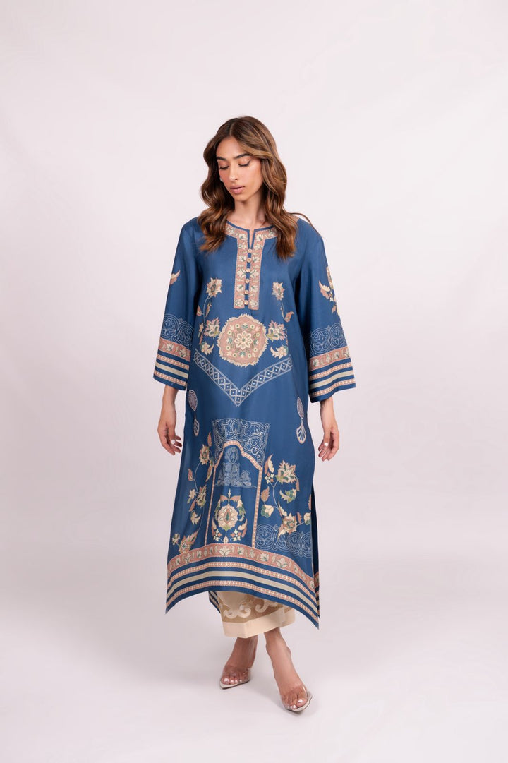 Women's Blue Cotton Floral Print Co-Ord Set