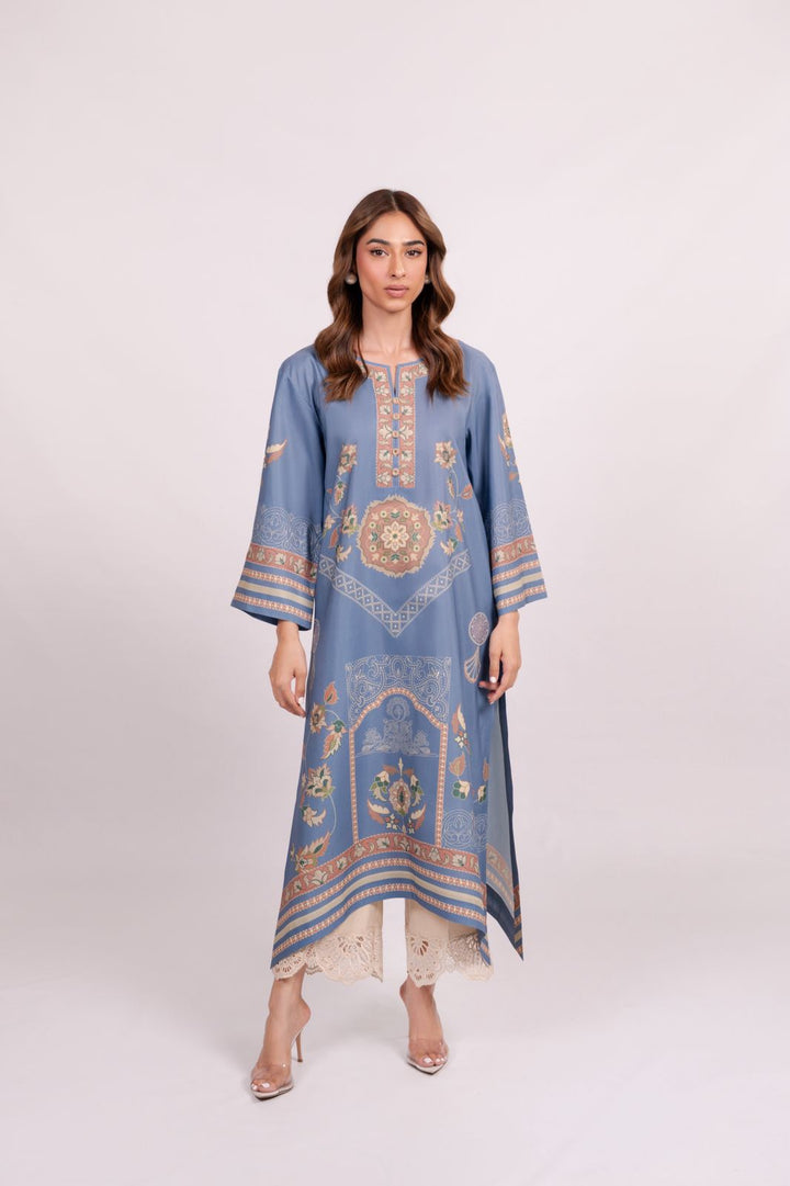 Women's Sky Blue Cotton Floral Print Co-Ord Set