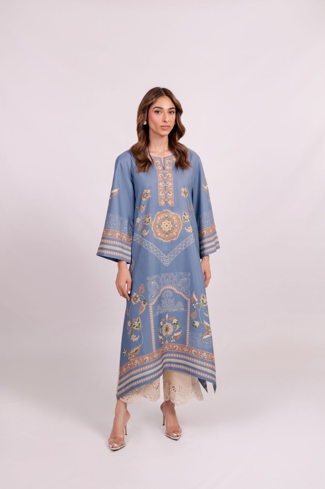 Women's Sky Blue Cotton Floral Print Co-Ord Set