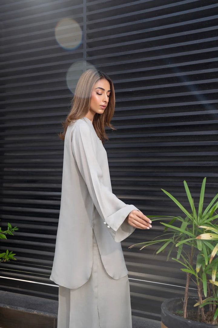 Women's Off White Soft BSY Crepe Plane Co-Ord Sets - BlackBeads