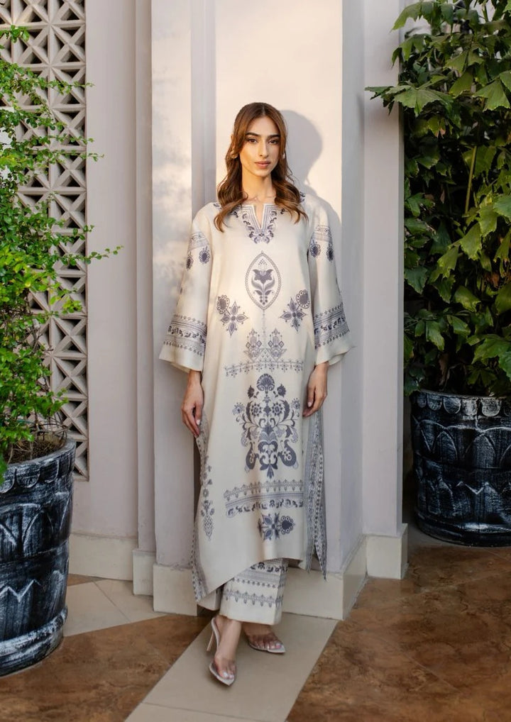 Women's Beige Cotton Satin Blend Floral Print Kaftan Set