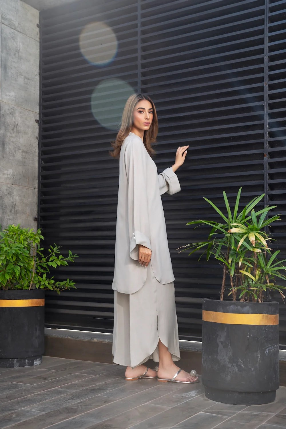 Women's Off White Soft BSY Crepe Plane Co-Ord Sets - BlackBeads