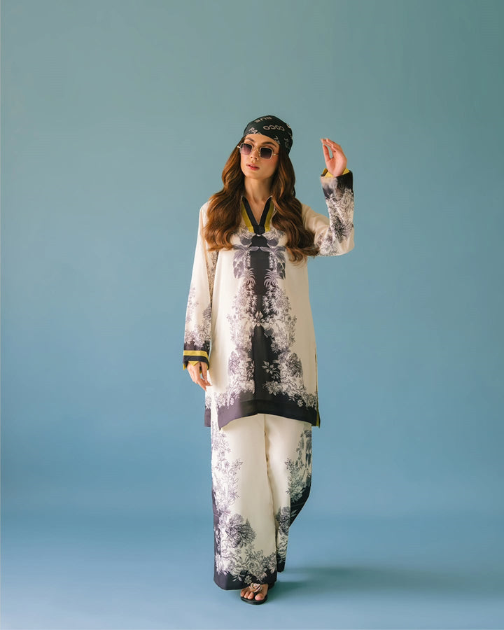 Women's Off White Cotton Floral Print Co-Ord Set