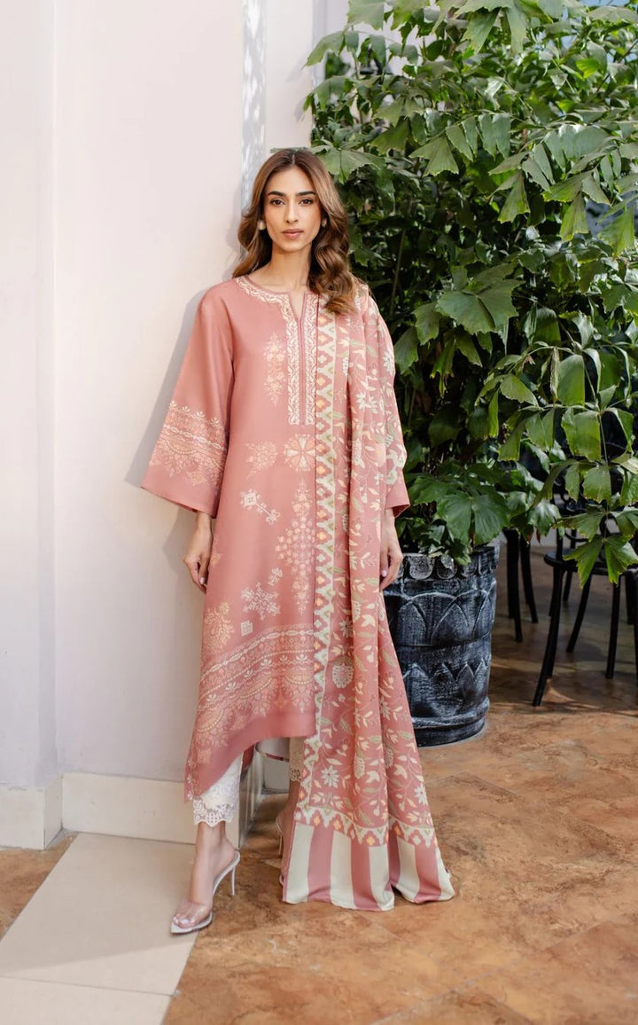 Women's Peach Cotton Satin Blend
Mint Silk Scarf Floral Print Kaftan Set