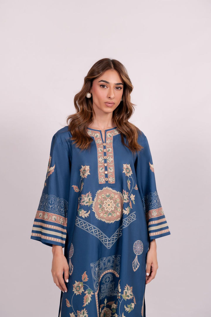 Women's Blue Cotton Floral Print Co-Ord Set