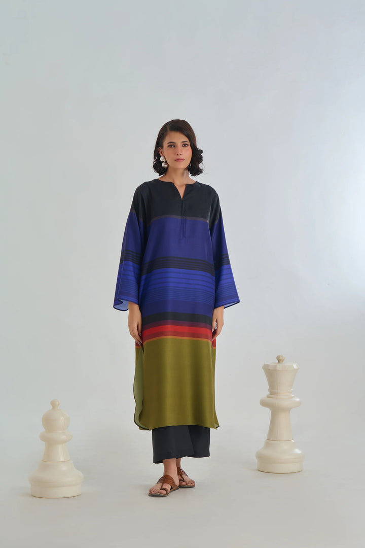 Women's Multi color Midnight Spectrum Straight Kurta Set