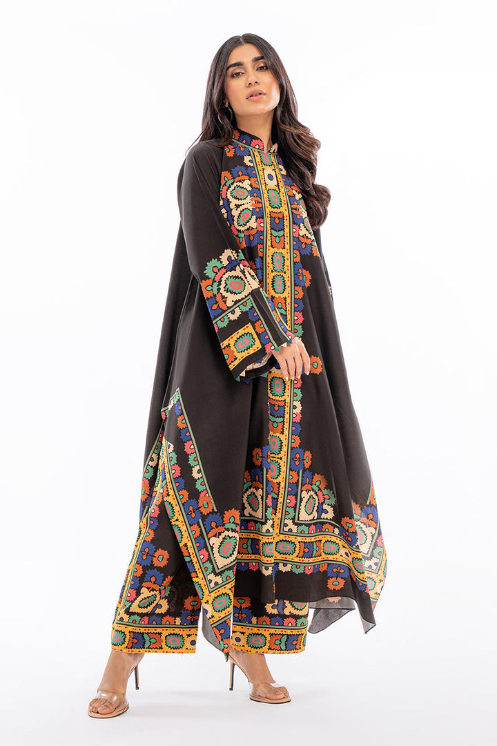 Women's Brown French Moss Floral Print Kaftan Set
