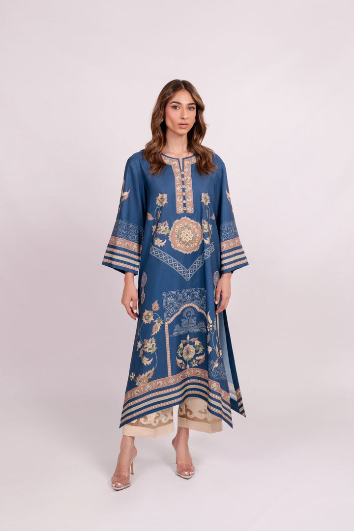 Women's Blue Cotton Floral Print Co-Ord Set