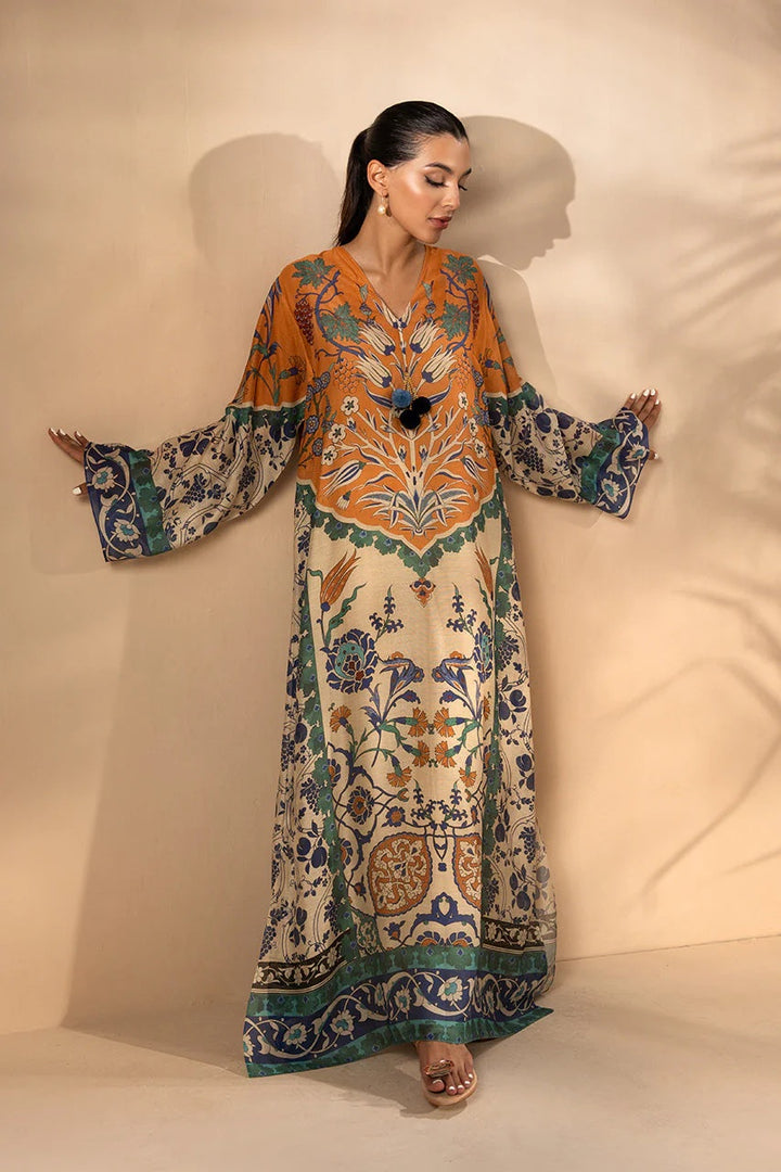 Women's Multi Color Silk Floral Print Kaftan