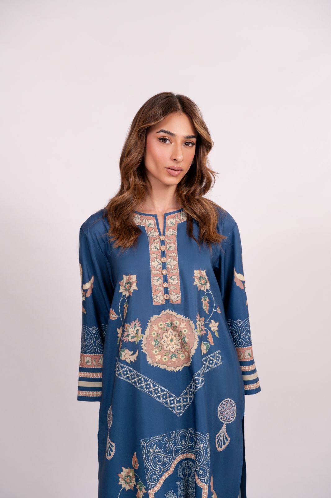 Women's Blue Cotton Floral Print Co-Ord Set