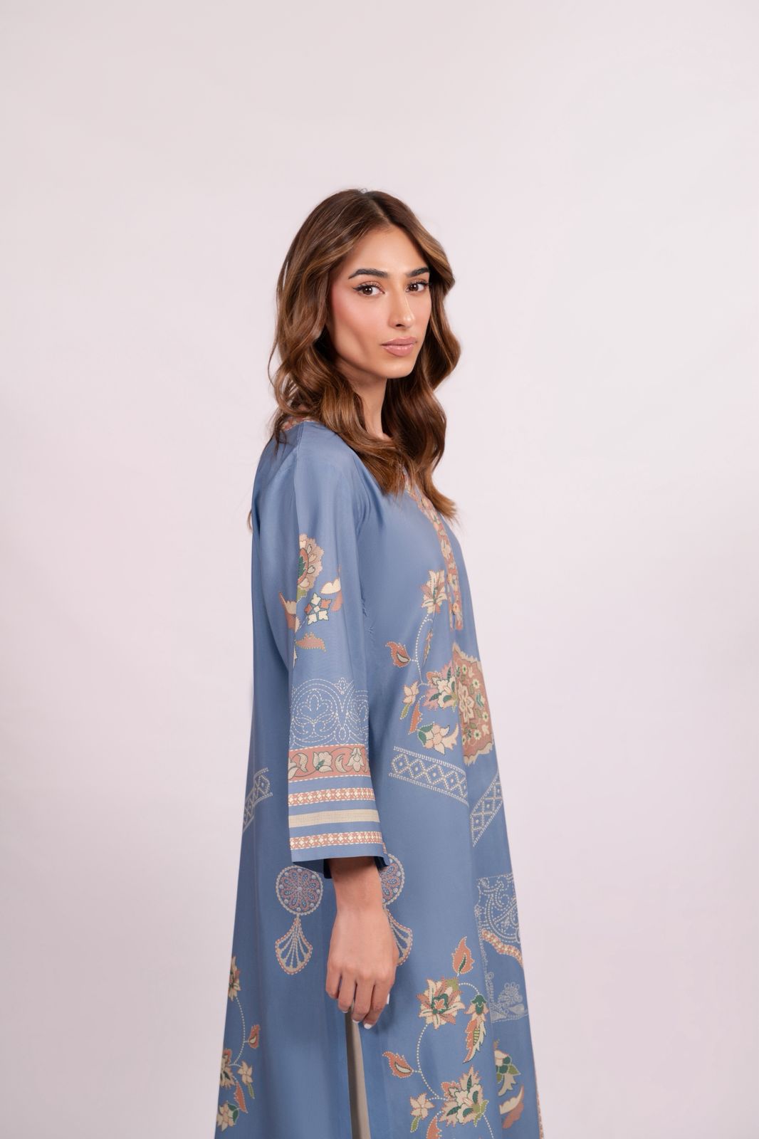 Women's Sky Blue Cotton Floral Print Co-Ord Set