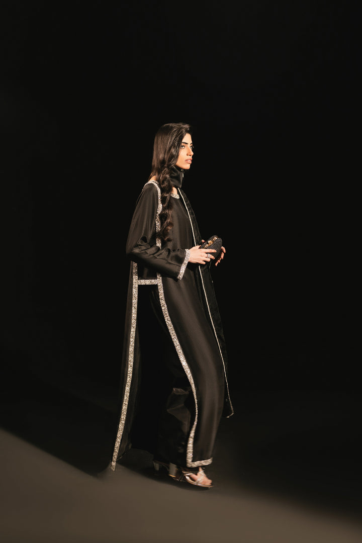 women's Black Embroidered Salwar Suit with Dupatta