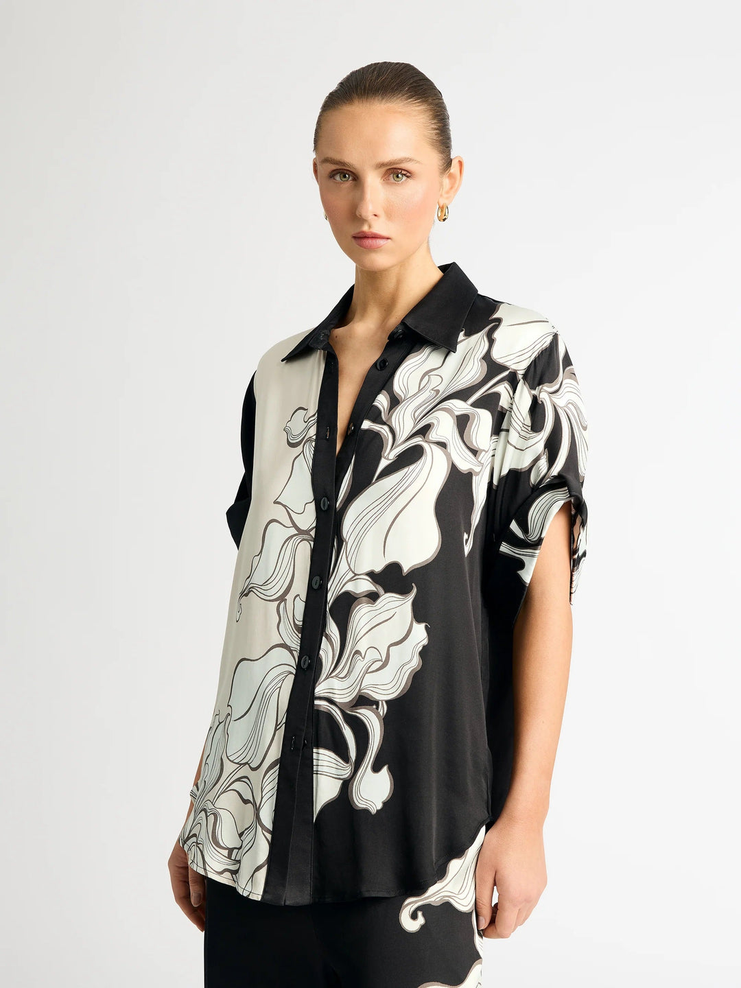 Women's Black Soft BSY Crepe Printed Co-Ord Sets - BlackBeads