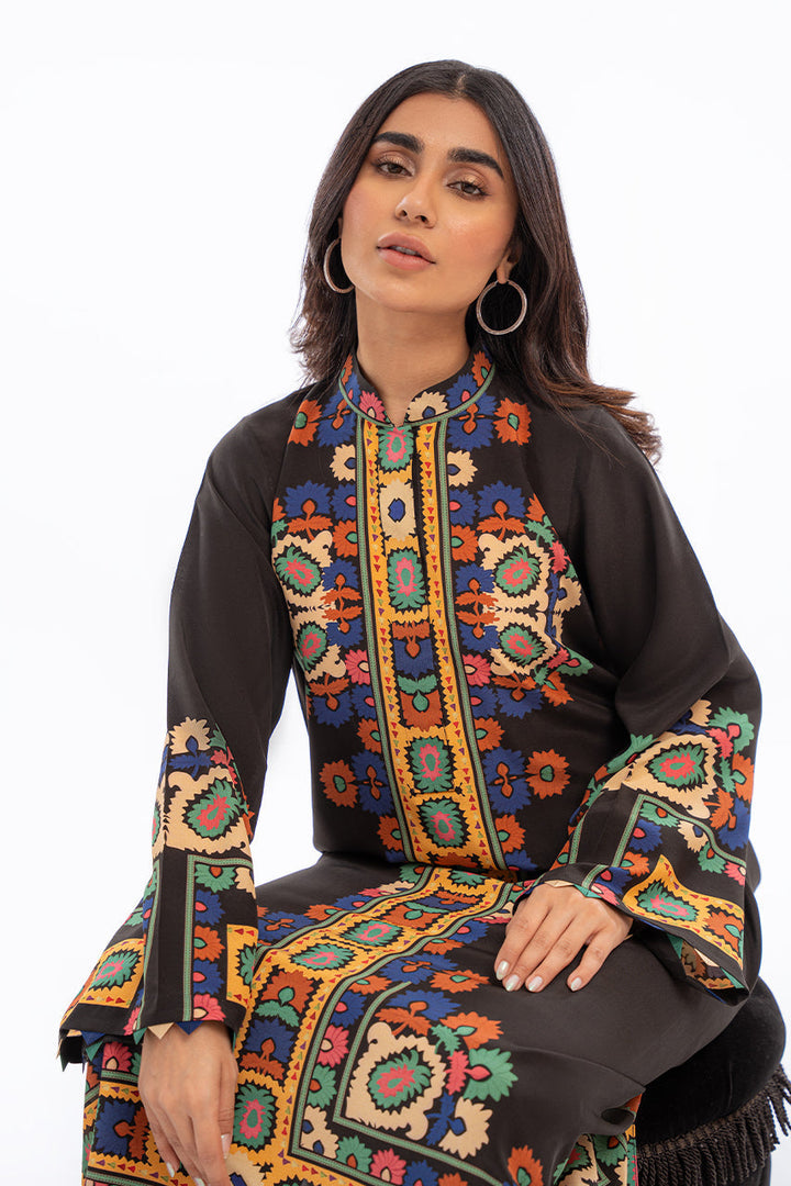 Women's Brown French Moss Floral Print Kaftan Set