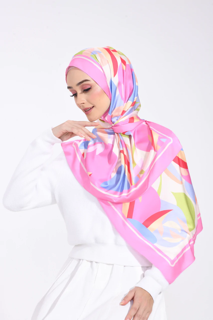 Women's Pink Soft Smoothy Silk Hijab