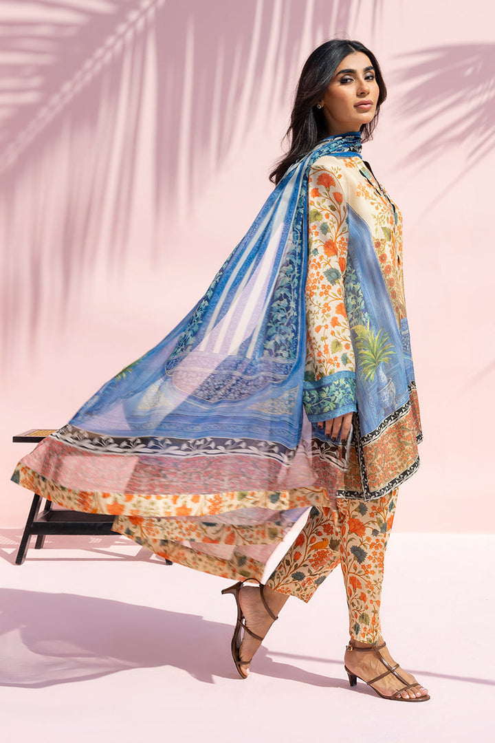 Women's Multi color Printed Cotton Net Kurti with Silk Salwar & Chiffon Dupatta