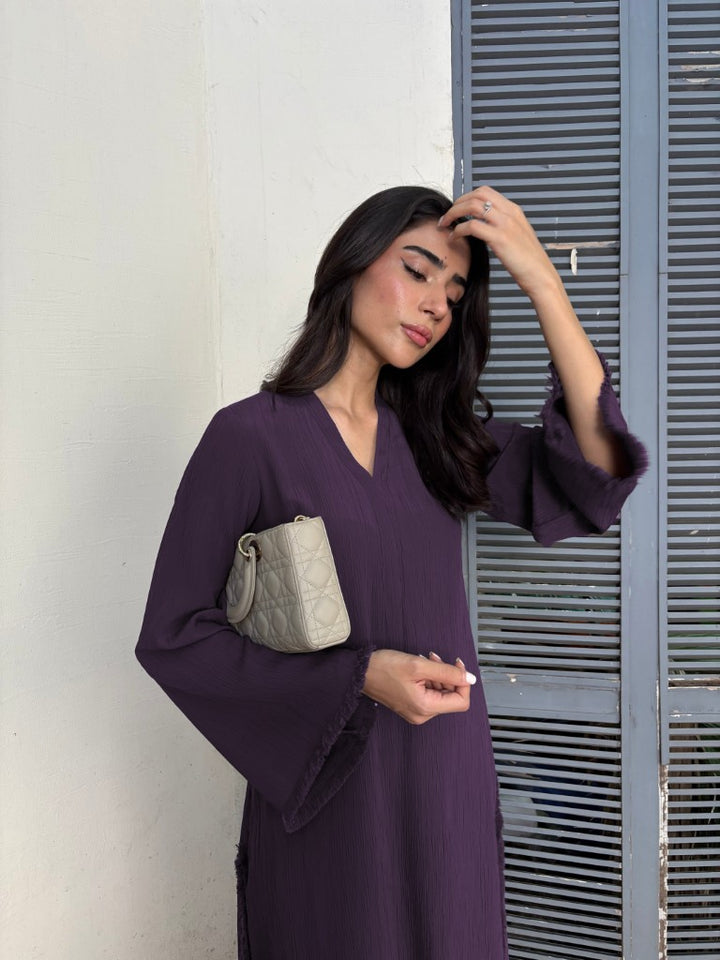 Women's Wine Wrinkle Free Premium Crush Crepe Fringe Detailing Co-Ord Set