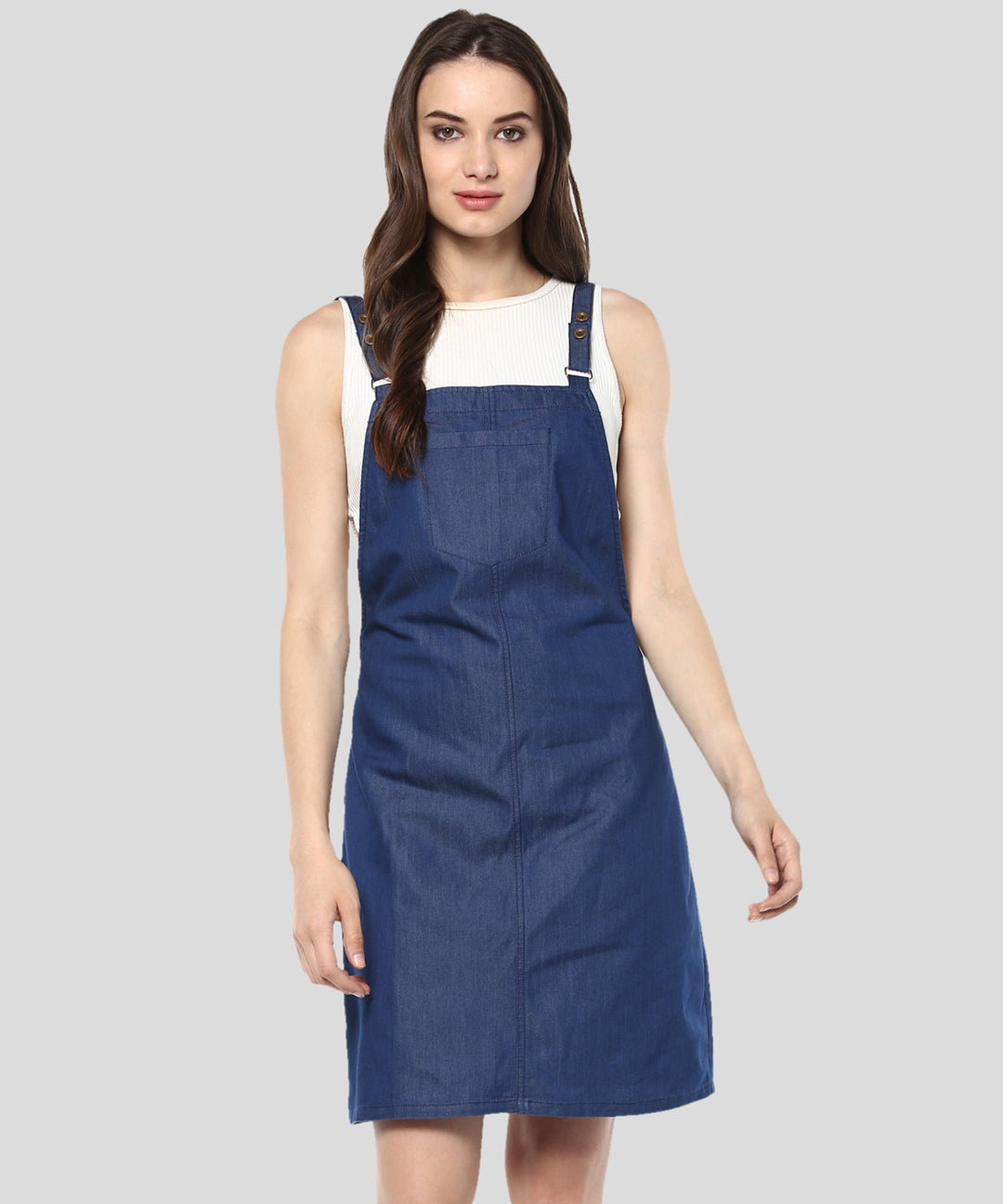 women denim dungaree dress Vintage Western Style Denim dungaree/Overall pinafore Dress