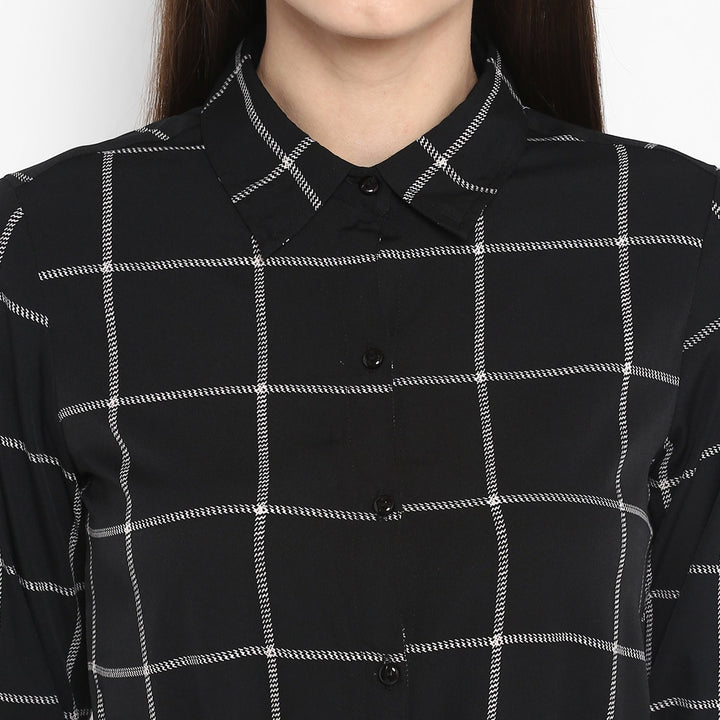 black check shirt dress Rogue Check Cotton Midi Shirt Dress