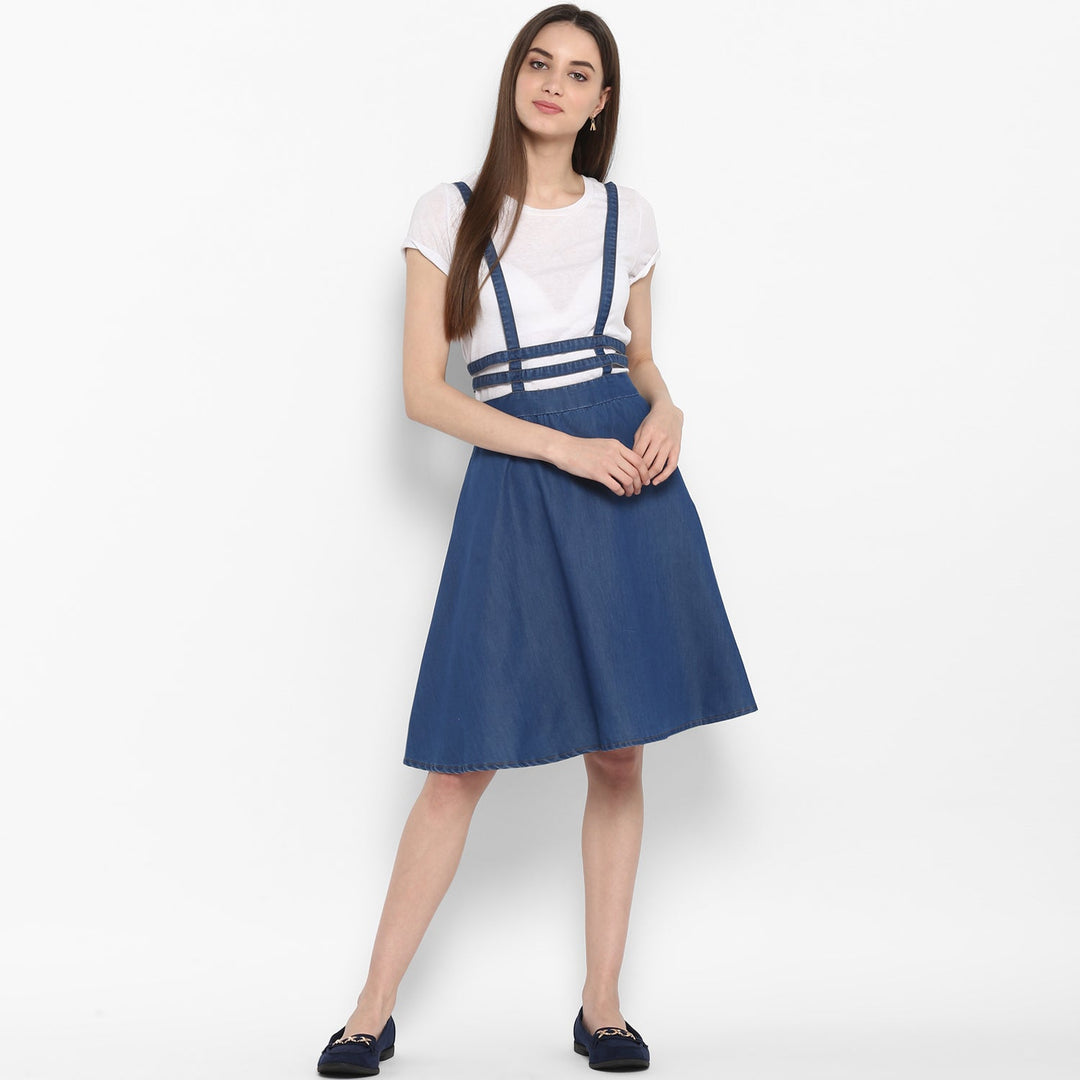 stylestone denim dress Women's Light Toned Denim Front Zip Dress
