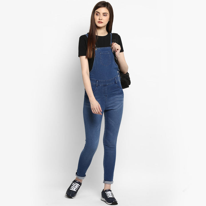 Women's Stretchable Denim Washed effect Dungarees(inner not provided) - StyleStone