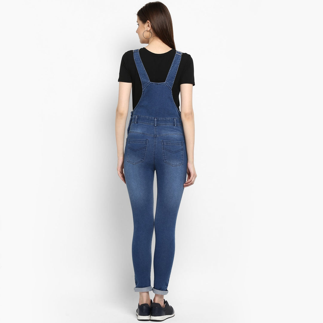 Women's Stretchable Denim Washed effect Dungarees(inner not provided) - StyleStone