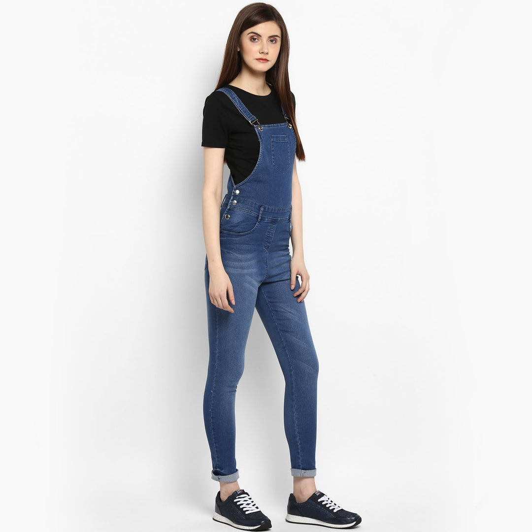 Women's Stretchable Denim Washed effect Dungarees(inner not provided) - StyleStone