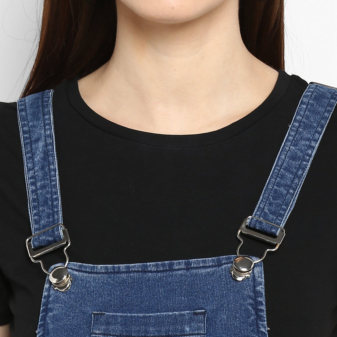 Women's Stretchable Denim Washed effect Dungarees(inner not provided) - StyleStone