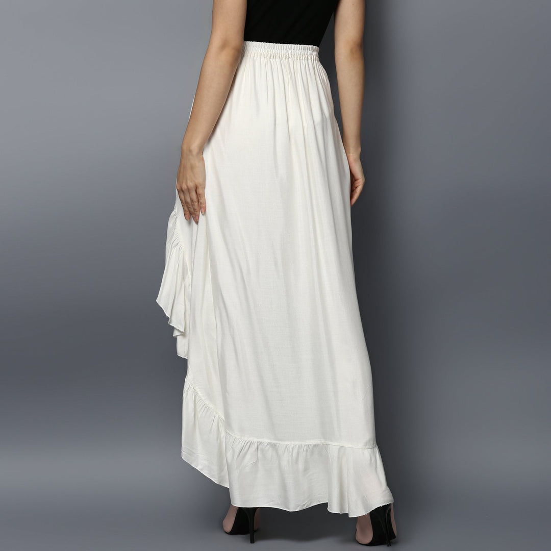 Women's Rayon White Skirt Pants - StyleStone