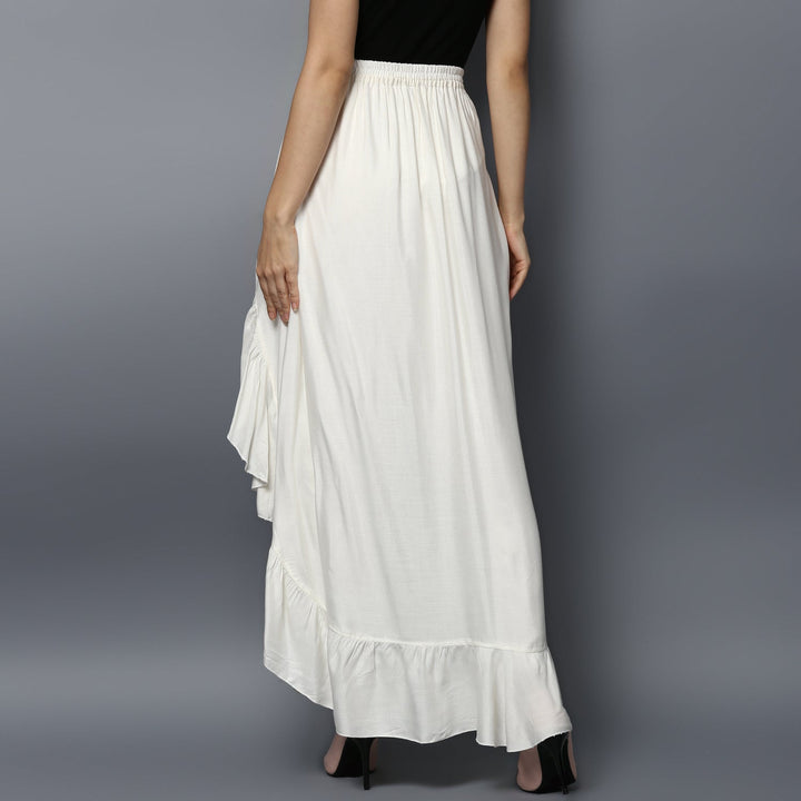 Women's Rayon White Skirt Pants - StyleStone