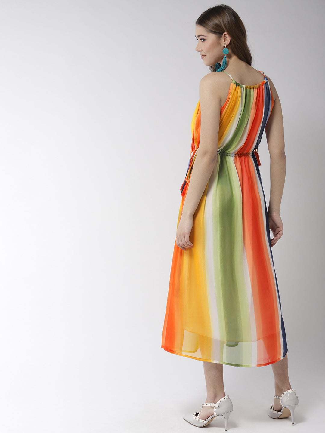 Women's Lavender Satin Floral Print Midi Dress - StyleStone