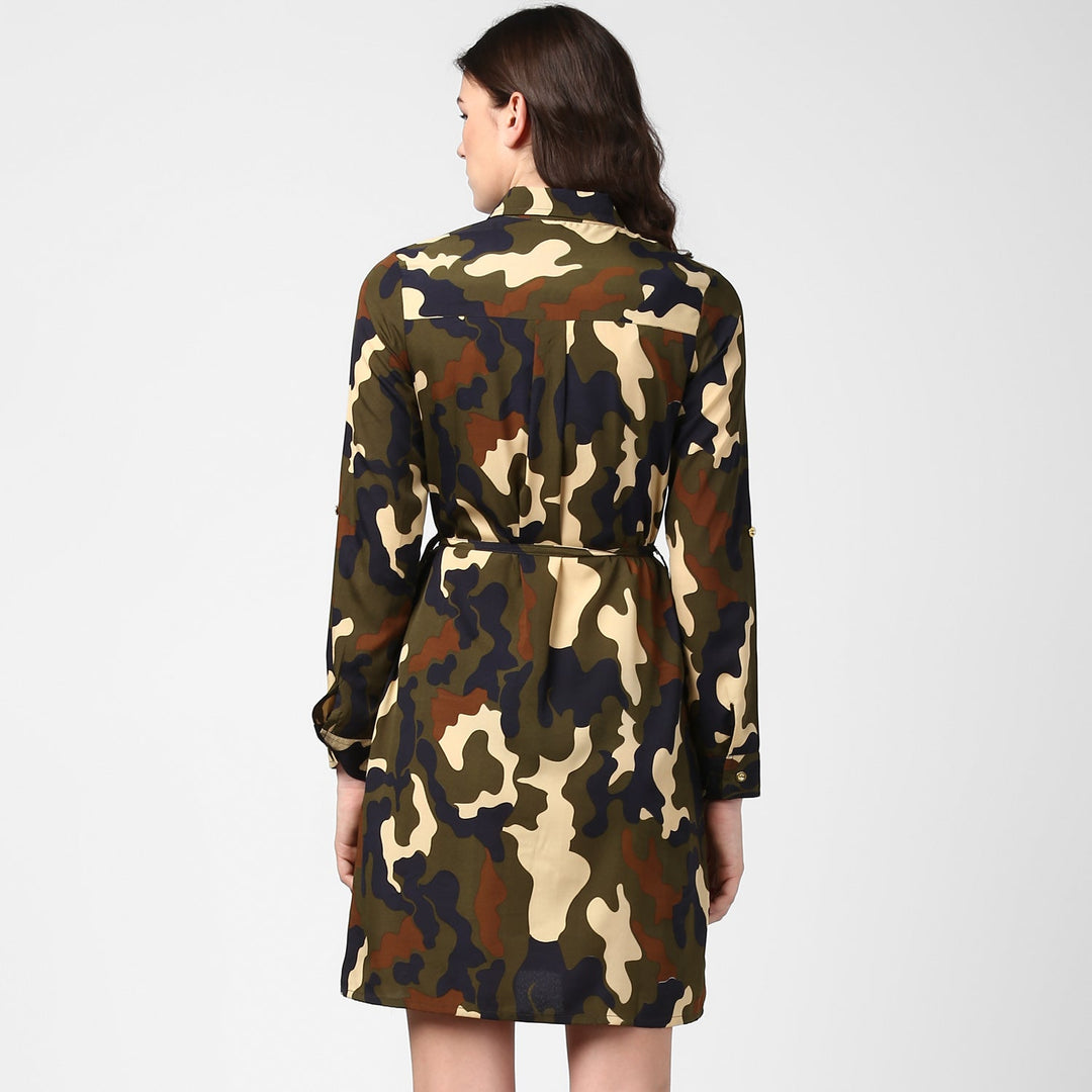 camouflage shirt dress womens G. H. Bass & Co Shirt Dress Womens Buttons Camouflage Rayon Tunic Size XS