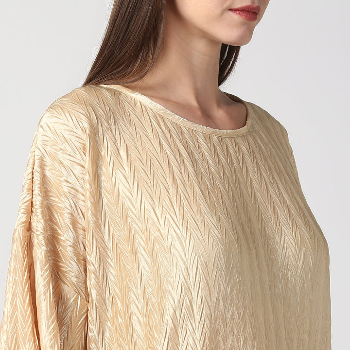 Women's Satin Gold V Pleat Detail Top - StyleStone