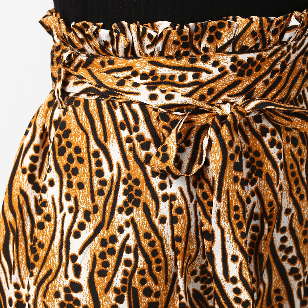 Women's Animal Print Paperbag Elasticated waistline Pants - StyleStone
