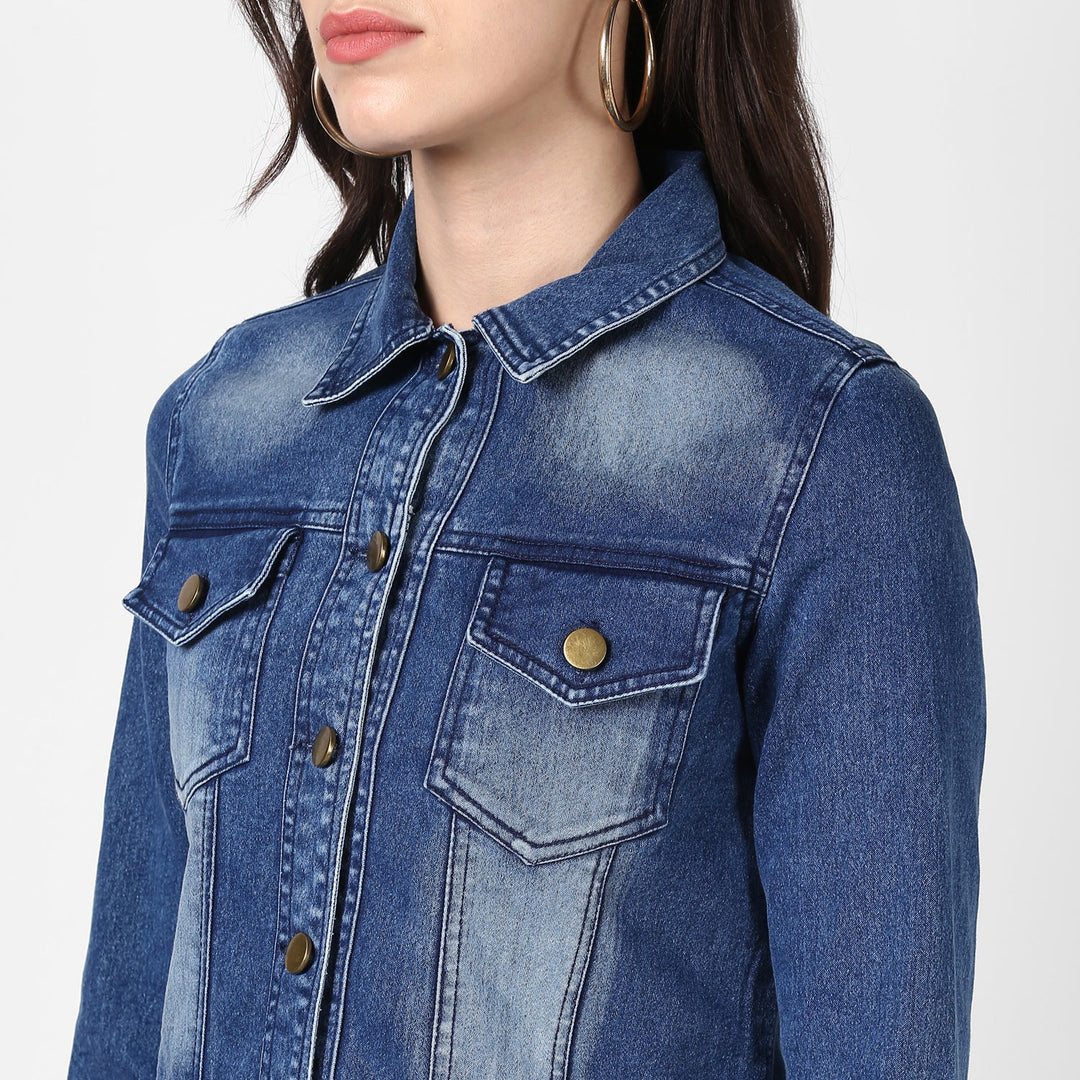 Women's Hand Painted Denim Jacket -Zap - StyleStone