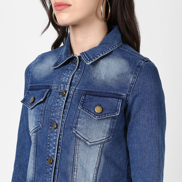 Women's Hand Painted Denim Jacket -Zap - StyleStone