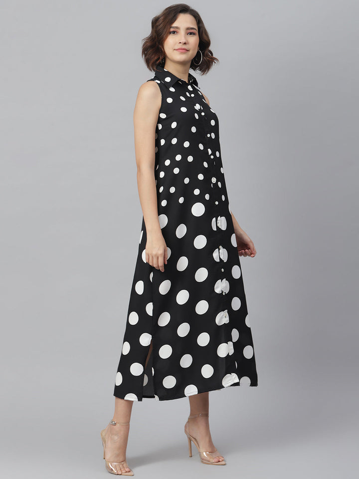 Women's Black & White Polka Maxi - StyleStone