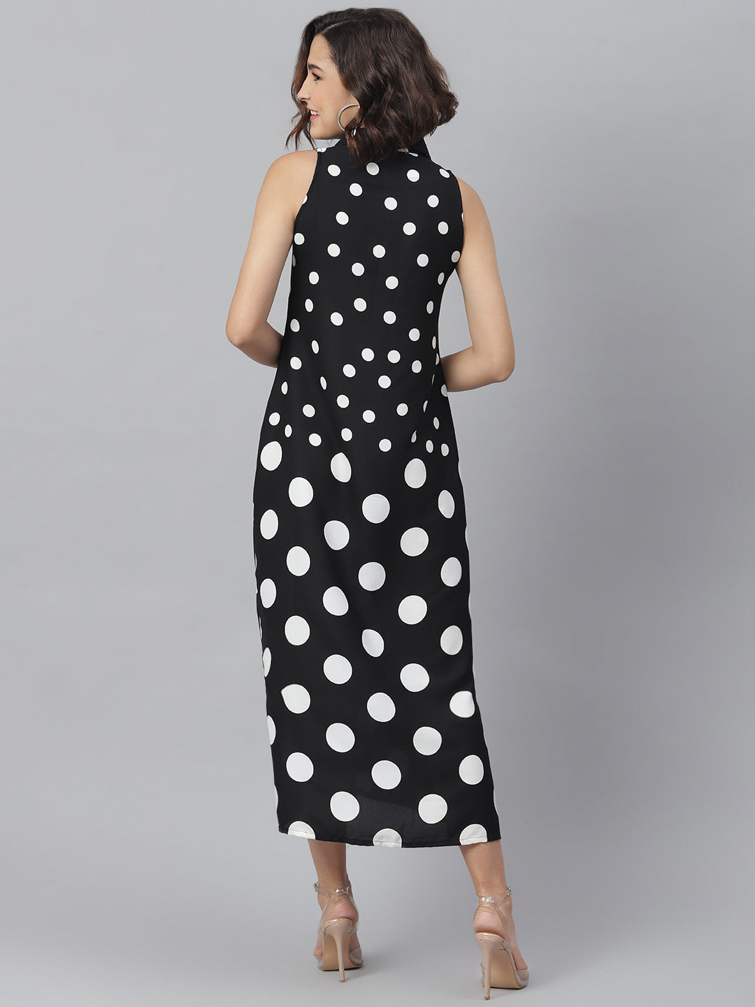 Women's Black & White Polka Maxi - StyleStone