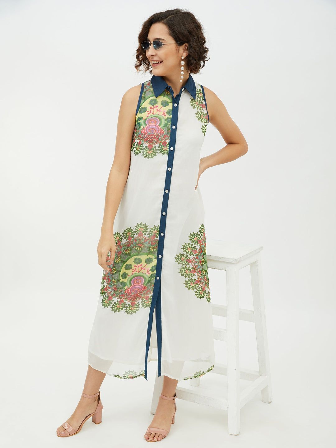 Women's Polyester Georgette Floral Printed Long Dress - StyleStone Blackbeads Women's Polyester Georgette Floral Printed Long Dress - StyleStone Blackbeads