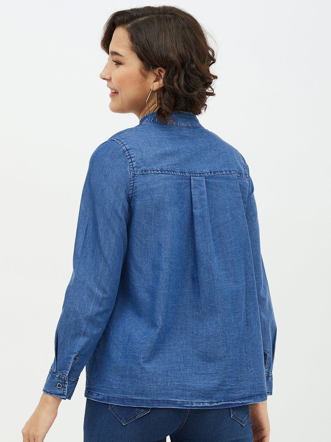 Women's Denim Shirt with Pocket detail - StyleStone