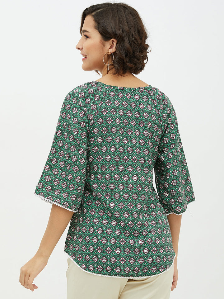 Women's Green Printed Top - StyleStone